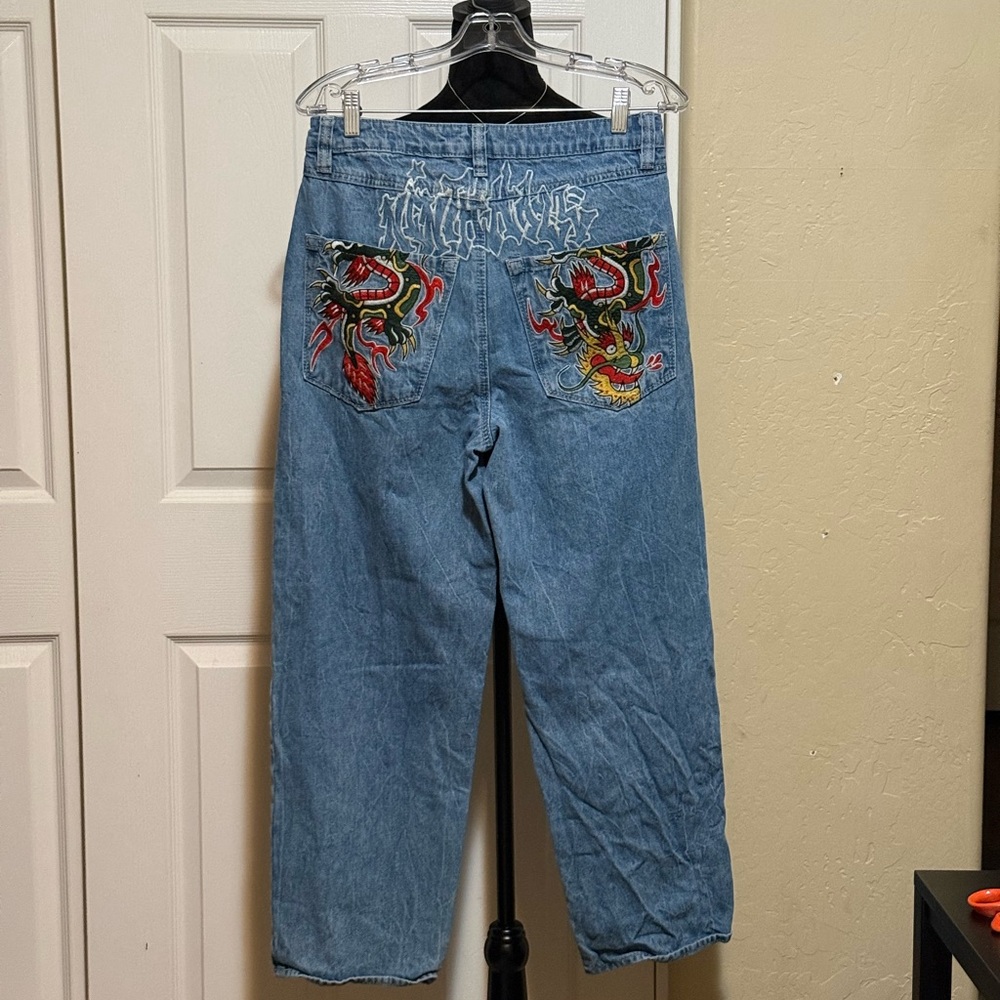 Cool Unisex Relaxed Blue Jeans with Colorful Patches and cool details